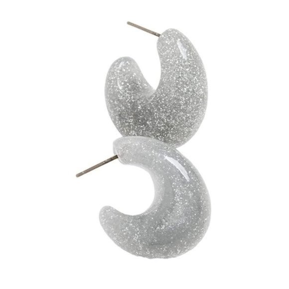 KATE SPADE New York Adore-Ables Glitter Huggies in Silver NEW - Picture 2 of 3